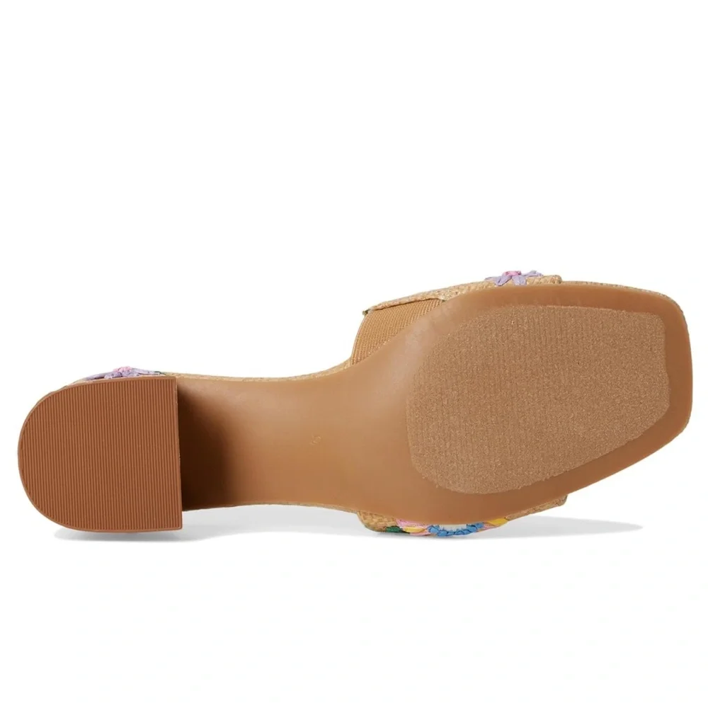 Anne Klein Floral Embroidered‎ Dolls Raffia Tan NEW Mules Size 6.5 - Picture 3 of 6